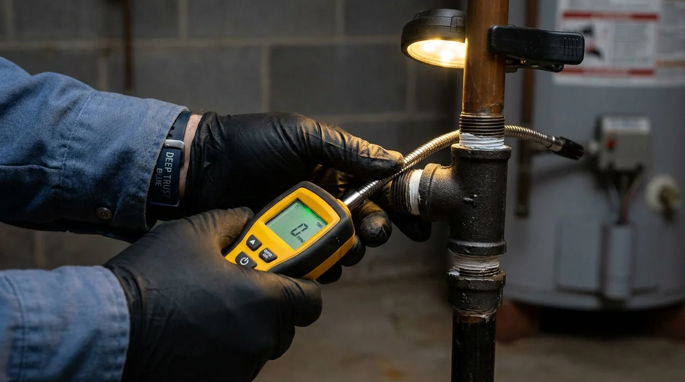 Gas leak detection with electronic sniffer by Johns Plumbing LLC in Plains