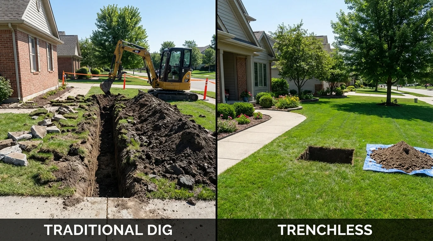 Trenchless sewer repair with minimal yard damage versus traditional excavation in Plains, MT